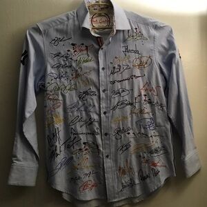 Men’s Robert Graham Limited Edition Button Front Shirt Med NY Yankees Autograph